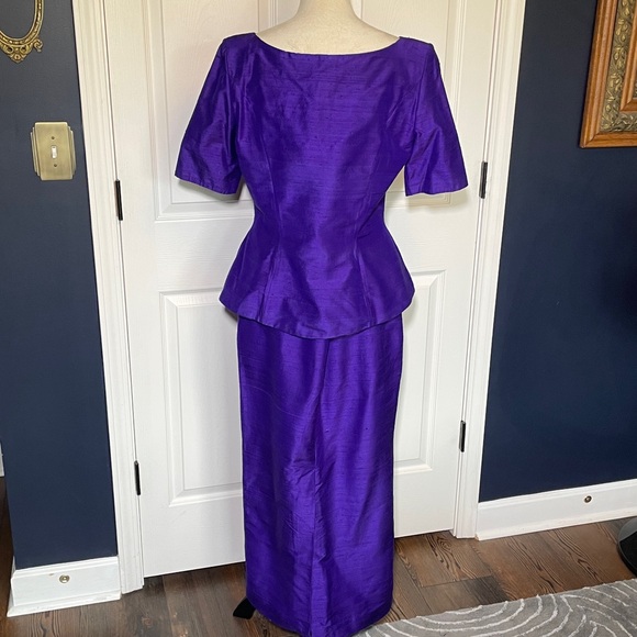 Vintage Watters & Watters Purple Silk Mother of the Bride/Groom 2-Piece Dress - Picture 5 of 14